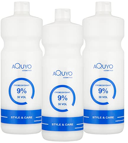 Creme Oxydant Entwickler 9% 1000ml (30 Volumen) für Haarfärbung, Haartönung oder Blondierung (3er Pack) | Oxidationscreme mit Wasserstoffperoxid H2O2 | Oxidant ist frei von Duftstoffen