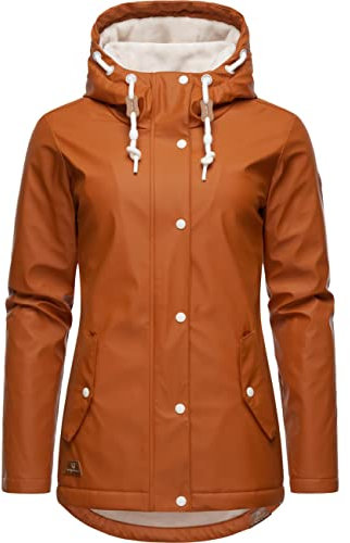 Ragwear Damen Winterjacke Kurze Regenjacke wasserdicht warm gefüttert mit Kapuze Marge Cinnamon22 Gr. XL