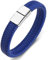 Dsnyu Lederarmband Herren, Blau Paar Armband mit Magnet Verschluss, 20CM Einfacher Stil Partnerarmband Geflochten für Geburtstag