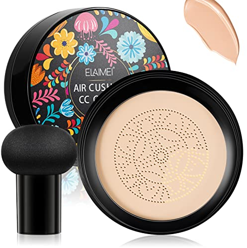 Mushroom Head Air Cushion BB Cream,Concealer Lasting Nude Makeup Moisturising Brightening Pigment CC Liquid Foundation, Even Skin Tone Makeup Base Primer (Natural)