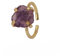 Anello in vera ametista viola grezza | Anello regolabile in ottone placcato oro | Gioielli con pietre preziose grezze non tagliate | 110403U, adjustable, Ottone, Gemma, Ametista viola