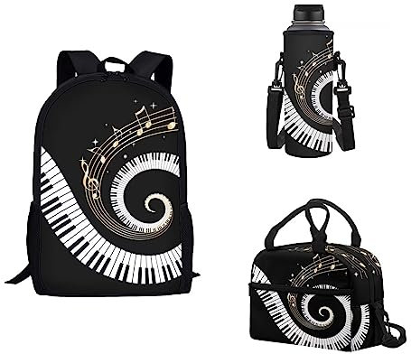 Belidome Music Notes Travel Backpack Set for Ladies Womens Crossbody Laptop Tote Bag Lunch Box Carrying Shoulder Bag