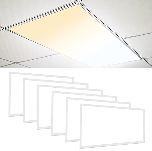 CycevSun 6-Pack 2x4 LED Flat Panel Light Drop Ceiling, 30/40/50W Selectable