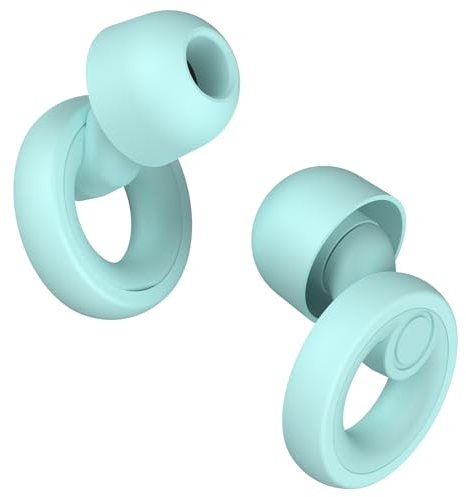 JAYINE Ear Plugs for Sleep, Reusable Soft Silicone Earplugs Hearing Protection, 30dB Noise Cancelling Ear Plugs for Sleeping, Work, Study or Travel - Ear Tips in XS/S/M/L - TBlue