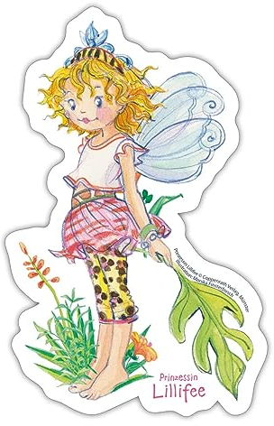 Spreadshirt Prinzessin Lillifee Pose Mit Blatt Sticker, max. 10 x 10 cm, 10 x 10 cm, Mattweiß