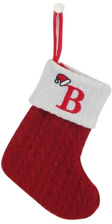 1 Stück Gestrickt Weihnachtsstrumpf Alphabet Socken Weihnachtssocken Deko Weihnachten Strumpf Weihnachtssocke Kamin Nikolausstiefel Nikolausstrumpf für Weihnachtsdekoration Weihnachtsbaumschmuck,B