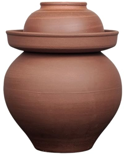 Yardwe Fermentazioni Barattolo Di Coccio 2. 5L Crauti In Ceramica Coccio Tradizionale Fermentatore In Ceramica Con Pesi Coperchio Barattolo Per La Fermentazione Decapaggio Kimchi