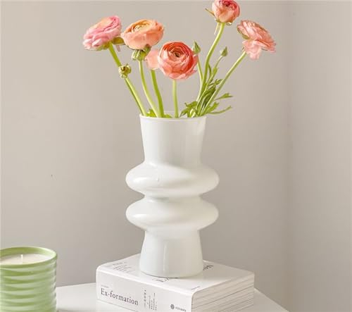 JSPYFITS Moderne Glasvasen, 20 cm hoch, vierschichtige Glasvase, Blasenblumenvasen, dekorative für Heimdekoration, dekorative weiße Gläser, Tischvase für Hochzeit, Einweihungsgeschenk