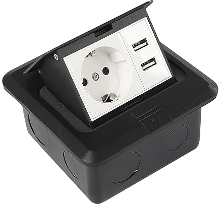 Versenkbare Steckdose, wasserdichte Tischsteckdose, versenkbare Einbausteckdose, 2*USB-Schnellladung Pop-Up Desktop Bodensteckdose Spart Platz auf Arbeitsplatten, in Büros.