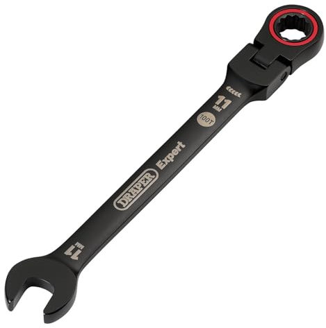 Draper 03917 Expert HI-TORQ Metric Flexible Head Ratchet Combination Spanner, 11mm, Black