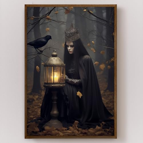 Vintage Crow Leinwand Dark Gothic Wandkunst Schwarze Krähe Bilder Dunkle Akademie Poster Vintage Hexe Drucke Dunkle Gothic Malerei Dunkle Akademie Vintage Kunstdrucke Krähe Kunstwerk Wanddekoration