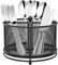 360°Rotating Utensil Caddy, Metal Kitchen Utensil Holder,6.7×6.7×5.1 Inch 4-Compartment Metal Utensil Caddy, Rotatable Cutlery Holder, Multifunctional Flatware Organizer for Home Countertop