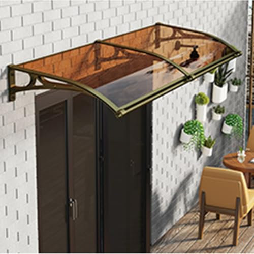 Überdachung Pultvordach mit Regenrinne,Pavillion Türvordach für draußen Sonnenschutz Regenschutz Beständiger,Markise Fenster Aluminium und Polycarbonat,EingangstürTürdach (Champagne+Teal,120×160cm)
