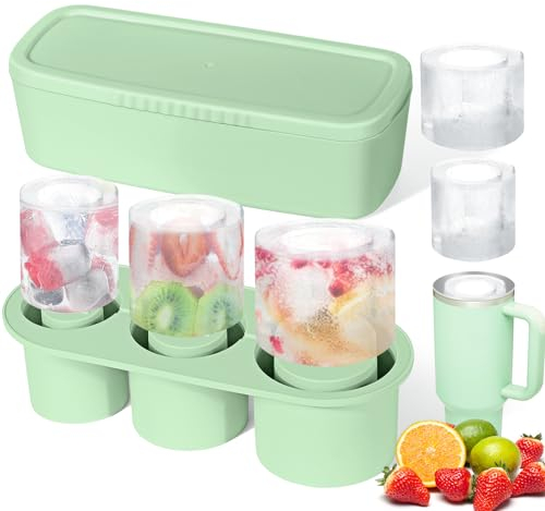 Bandeja de cubitos de hielo para taza Stanley, máquina de cubitos de hielo de silicona con tapa para vaso de 20 a 40 onzas, para enfriar whisky, cócteles, bebidas, café, máquina de hielo fácil de
