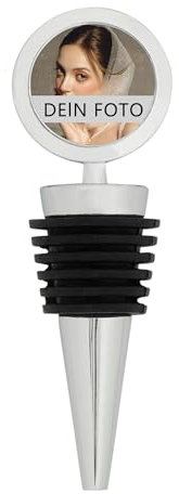 MilyaDE Personalisierter Foto Weinflaschenverschluss, Wein Stopper mit eigenem Foto, Wiederverwendbarer Flaschenverschluss Hochzeit Geschenkidee für Wein Champagne, Rund