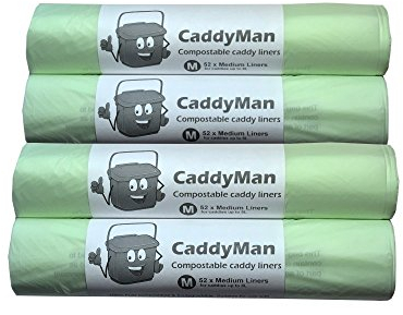 CaddyMan 7 Litre (7L) x 208 Bags (4 roll pack) - Compostable and Biodegradable Kitchen Food Waste Bio/Compost Caddy Bin Liners - Certified EN13432