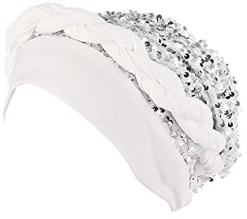 Kopfbedeckung, geflochtene Kopfbedeckung, ethnischer Turban, Kopfbedeckung, vorgebundene Baseballkappe, Damen, Baseballkappen mit Bling, weiß, One size