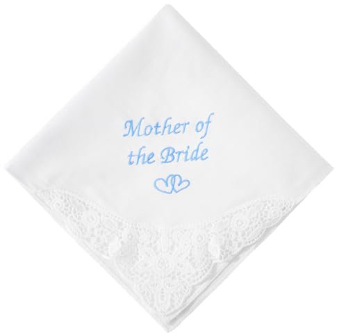 HOULIFE Hochzeitstaschentuch aus bestickter Spitze 60s Baumwolle weiße Taschentücher personalisiertes Stickerei-Taschentuch für Braut Bräutigam Hochzeitstag Geschenk 32 x 32 cm