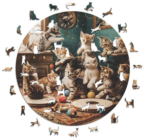 Iconic Puzzles - Playful Kittens, Fantasy Animals, 100% nachhaltiges Holzpuzzle, Geschenke für Kinder und Erwachsene, Größe S, 200 Teile