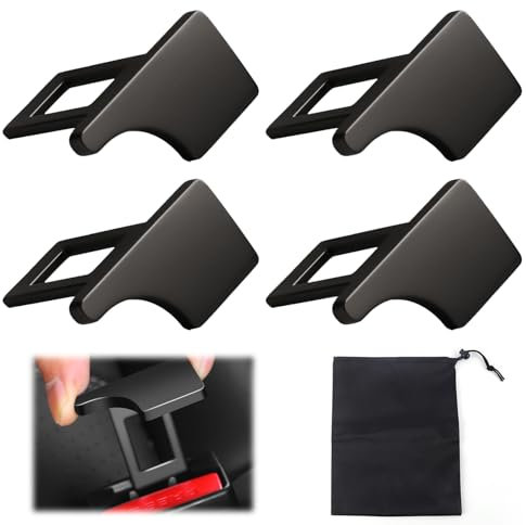 Scettar Car Seat Belt Clip,Scettar 4 Stück Anschnaller Adapter, Gurtschloss Adapter, Gurtverlängerung Auto, Sicherheitsgurt Adapter Gurtadapter Gurtschloss für PKW und Meisten LKW(Schwarz)
