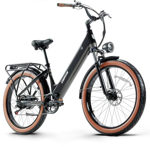 Ficyacto Elektrofahrräder 26 Zoll E Mountainbike 3.0 Fettreifen City E-Bike für Damen/Herren Step-Thru E-Bike 48V 20Ah Akku eBike 25km/h Pedelec