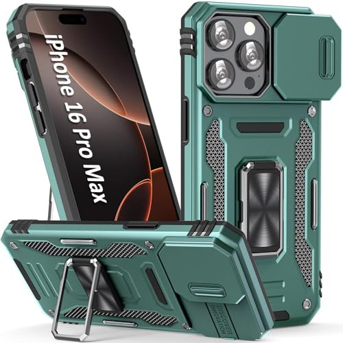 SEFING Case for iPhone 16Pro Max Phone Case iPhone 16 Pro Max Case with Stand & Camera Cover, Dual-Layer Shockproof Military-Grade Drop Protection, for 16 Pro Max (Alpine Green)