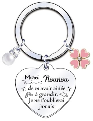 LUODAN Cadeau Nounou Porte-clés - Bijoux et Cadeaux pour nounou Original Noël, Anniversaire et Fin d'Année - Merci Nounou pour Assistante Maternelle