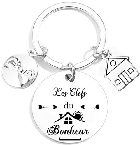 Porte Clef Maison Idee Cadeau Couple Porte Clef Cadeau Cremaillere Maison Porte Clé Maison Cadeau Crémaillère Cadeau Maison Porte Clef Couple Original Cadeau Crémaillère (Les Clefs du Bonheur)