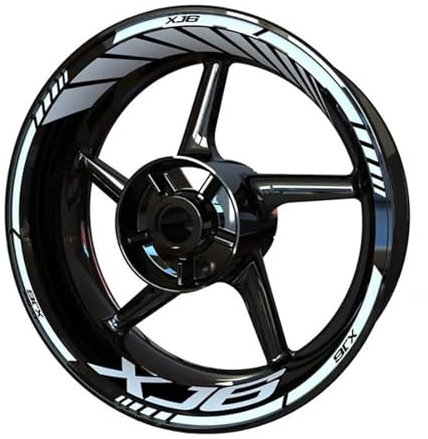 CSSPDM Einfach installieren Motorrad-Radaufkleber, Felgenaufkleber, Radaufkleber, Vorder- und Hinterrad-Set, Zubehör für Y&amaha Xj6(Style 3)