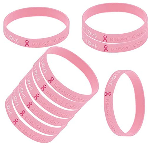 20pcs Bracelet De Sensibilisation Cancer Du Sein Silicone Bracelet ,Bracelet En Silicone Pour La Sensibilisation Cancer Du Sein Octobre Rose,Bracelet Commémoratif Octobre Rose (Rose, Taille unique)