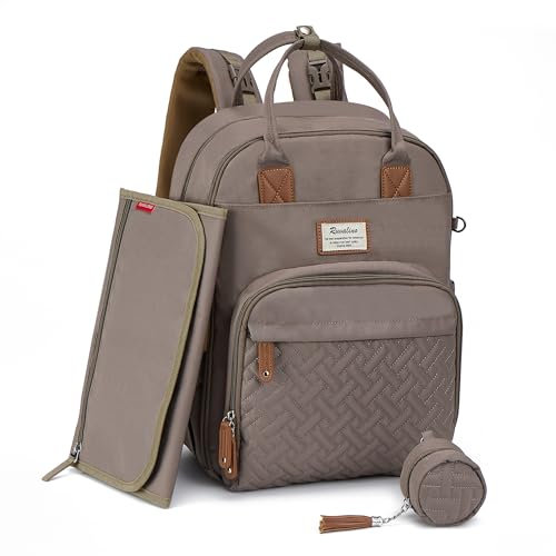 RUVALINO Wickeltaschen-Rucksack, multifunktionaler Reiserucksack, Umstands-Baby-Wickeltasche, wasserdicht, Khaki