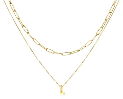 Candyfancy Buchstabe kette Gold Layered Kette mit Buchstaben Anhänger Personalisierte Edelstahl Vergoldete Buchstabenkette für Damen Mädchen
