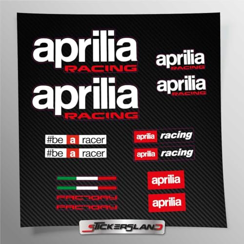 Kit adesivi compatibile con serbatoio e casco moto racing factory BIANCO | Base Vinile Trasparente FACILE APPLICAZIONE Stampa UV | scritte loghi | Stickersland® - Aprili