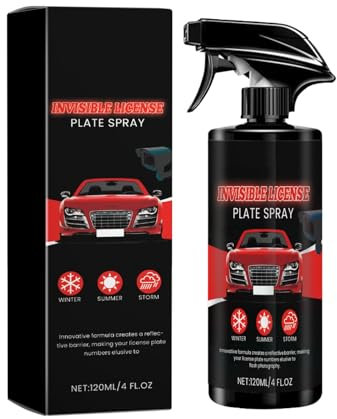 Auto Shield Spray License Plate Clear Coating Durable InvisibleDefense Car Reflective Spray Secure License Transparent Coating Long Lasting Invisibled Reflective Spray for Vehicles (Black, 20X6X5CM)