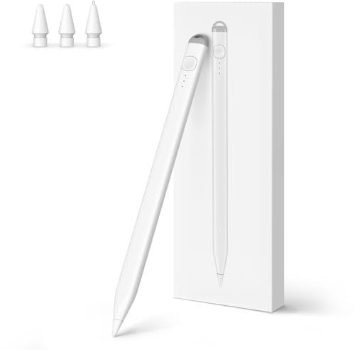 Digitaler Pencil 2. Generation Stift für iPad 2018-2025 mit USB C,DIGIROOT Anti-Roll-Design Apple Pen mit 13 Mins Schnellladung für iPad 6-10, für Pro 13''/12,9''/11'', Mini 6/5