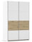 Rauch Möbel Oxford, Schiebetürenschrank, Garderobe, 2-türig, Zubehör Premium, 4 Einlegeböden, 1 Schubkasteneinsatz, Türdämpfer, Farbe Weiß/Eiche Artisan, Holz, Griffleisten Alufarben, 131x210x59cm