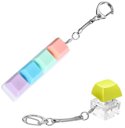 2 PCS Keyboard Fidget Toy,Keyboard Clickers,Fidget Keyboard Fidget Keychain 4 Buttons+single Button Fidget Gadget Funny Click Button Cube Mechanical Key Toy Keyboard Button to Relief Stress