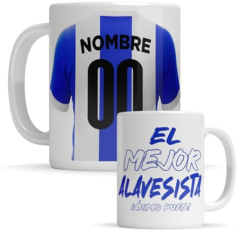 Taza personalizada Alaves - Regalo Original para aficionados del Futol - Personaliza tu taza de desayuno - Taza de Desayuno café