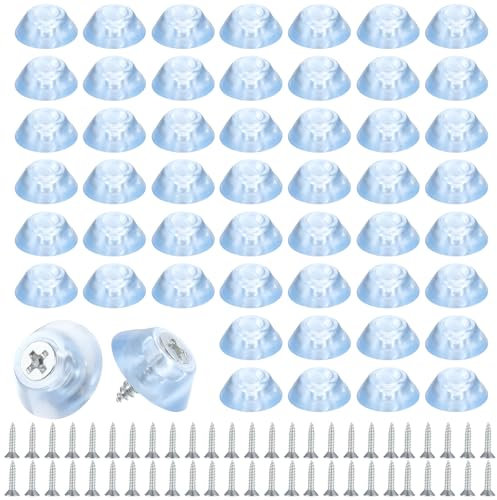 50PCS Rubber Feet for Chopping Board, Non Slip Plastic Rubber Feet for Furniture Round Chopping Board Pads With Stainless Steel Screws for Furniture Kitchen Appliances (Clear)