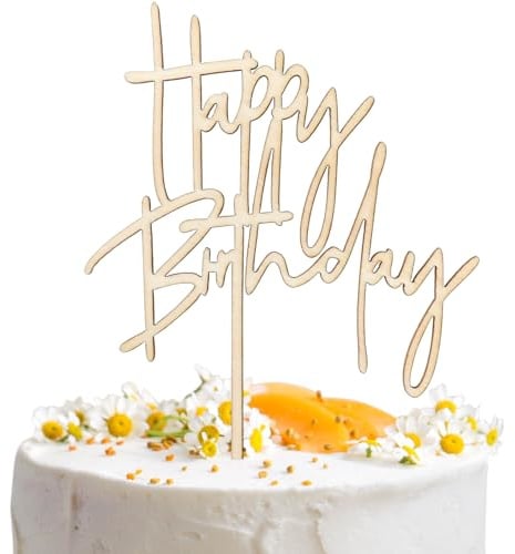 Décoration de gâteau d'anniversaire en bois « Happy Birthday » pour filles, garçons et adultes