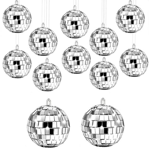 12 Stück Mini Discokugel Deko 2 cm Discokugel Silber Discokugel Discokugel Klein Disco Spiegel Ball Spiegelkugel Zum Aufhängen für Weihnachtsbaum Hochzeit Geburtstagsfeier Dekoration