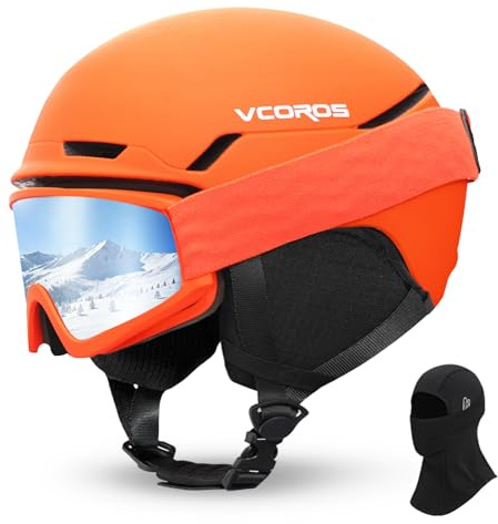 VCOROS Skihelm mit Skibrille Skimaske DXH-816 Skihelme für Damen Herren | Ski Helmet mit Abnehmbare Ohrpolster Atmungsaktiver Stoßdämpfung UV Verstellbarer Snowboard Helm für Skifahren