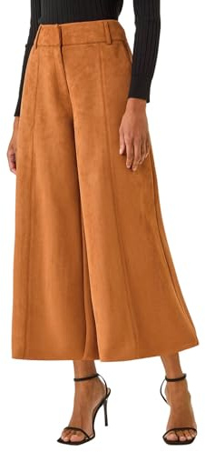 Roman Originals Soft Faux Suede Culotte for Women UK - Ladies Everyday Autumn Winter Comfy Soft Evening Vacation Work Party Night Out - Tan - Size 16