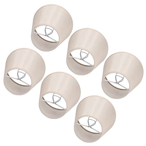 6 Stück kleine Lampenschirme mit Clip-on-Glühbirne, Mini-Lampenschirm mit Clip-on-Glühbirne, kleiner Stoff-Lampenschirm für E14 Tisch-Kronleuchter-Wandlampe