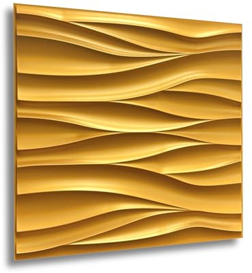 3D Paneele 50x50cm PVC Kunststoffpaneele Wandpaneele Gaming Zimmer Wand Decke 3D Optik - 8 Stück 2m² PVC 3D Platten (TD039 Metallic Gelb Gold)