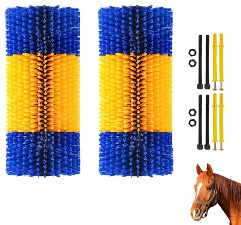 2Pcs Kratzbürste, Universal Pferdebürste, Schrubberbürste Pferd, Halbrunde Kratzbürste Für Nutztiere, Anti-Juckreiz, Nylon Kratzmatte Massagebürsten, Rückenkratzen für Pferde, Schweine,Rinder