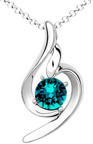 Löb 18K Weißgold vergoldet Kette Tropfen Anhänger Zirkonia Silber Blau Damen Halskette Stein Brautschmuck Tropfenanhänger Tropfenform Türkis