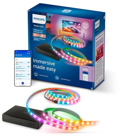 Philips Smart Lighting HDMI 2.1 Sync Box, Retroilluminazione LED TV 55-65 | 8K, Striscia RGBIC, Frequenza aggiornamento ultraveloce, Luce personalizzabile, Smart Home, Ingresso HDMI necessario