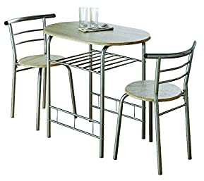 spot on dealz® Dining Table and Chairs Set 2 Seater Kitchen Dinning Room Space Saving Dining Set Tables Small Dinner Table Set Indoor Space Saver Metal Frame MDF Wood Top Oak
