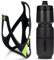 Cube HPP Cage - Matt Black/Green & Flow Bottle - Black, 750ml / Water Drink Flask Vessel Bidon Holder Mount Bracket Kit Lightweight Plastic Drinking Hydration Biking Bike Riding Frame Accessories